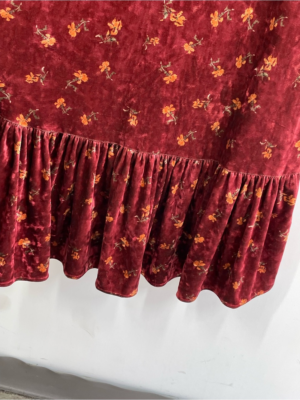 Lait Collection Velvet Floral Maxi Dress Cottagecore Whimsigoth Romantic Large - Picture 6 of 16